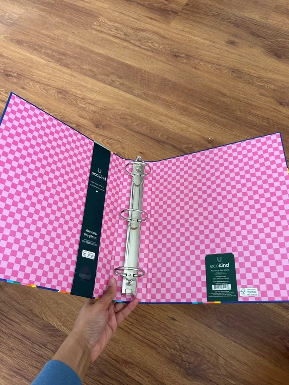 ecokind 2-Inch Navy Binder with Rainbow Stickers - 